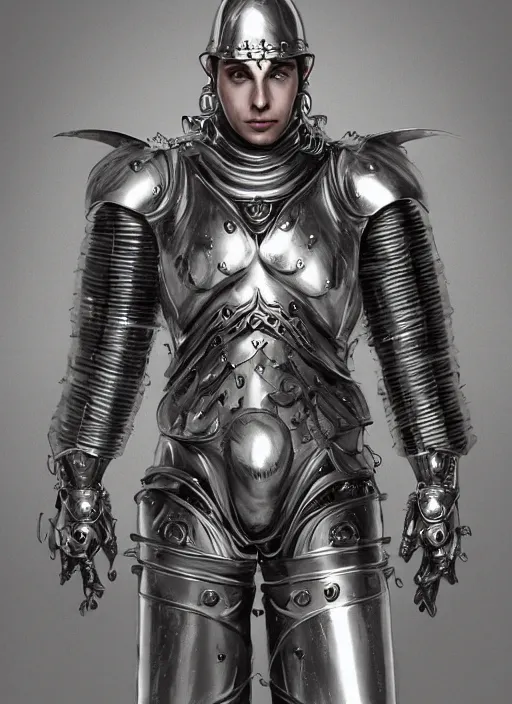 Image similar to powerful male tin man, matthew mcconaughe as tinman, full body character concept, covered in full metal armor, plating, art nouveau, super powers, fantasy, intricate, elegant, highly detailed, digital painting, artstation, concept art, shining, sharp focus, illustration, art by stanley lau