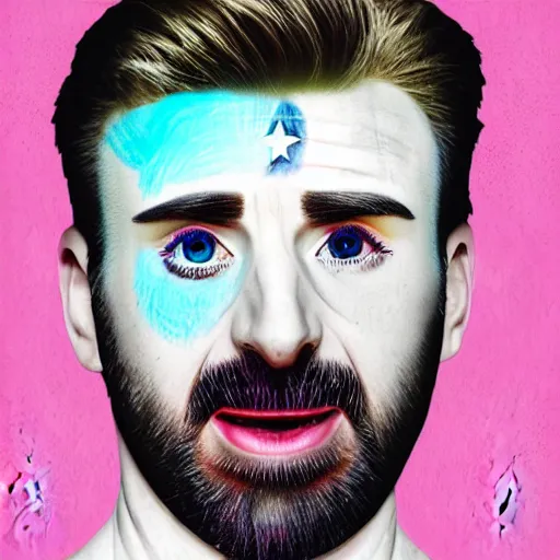 Image similar to inverted colors macabre chris evans as a muppet
