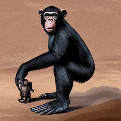 Prompt: paleontological reconstruction of the most recent common ancestor of chimpanzees and humans