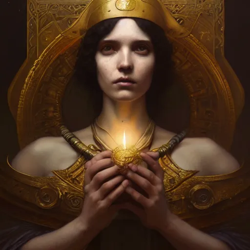 Image similar to priestess of the outer gods, studio light, photoreal, by jaime jones, tom bagshaw, lawrence alma - tadema, greg rutkowski, deviantart contest winner, fantasy art, daz 3 d, intricate, elegant, highly detailed, 8 k, digital painting, concept art, sharp focus, illustration, golden ratio, cosmic horror