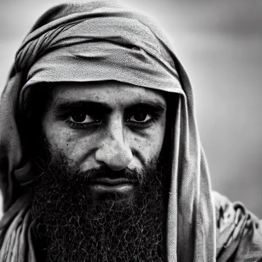 Image similar to vince mahon as a member of the taliban, war photo, close up, gritty, award winning photo, 8 k extreme detail, sharp focus,