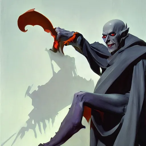 Image similar to greg manchess painting of nosferatu as an overwatch character, profile picture, matte painting, bold shapes, hard edges, street art, trending on artstation, by huang guangjian and gil elvgren and sachin teng