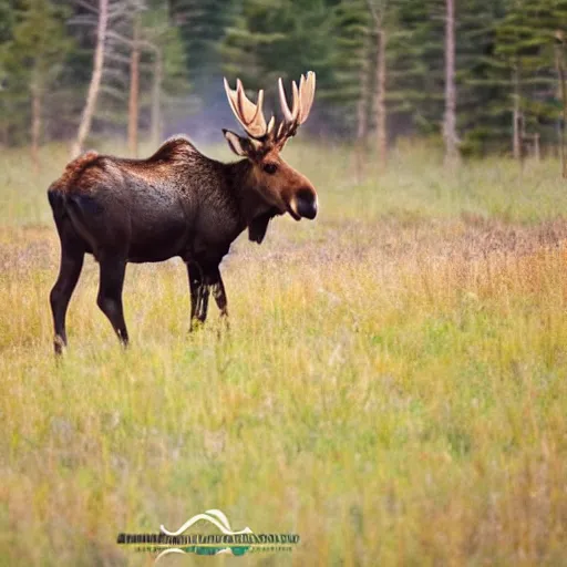 Prompt: professional wildlife photo of a moose in natural habitat
