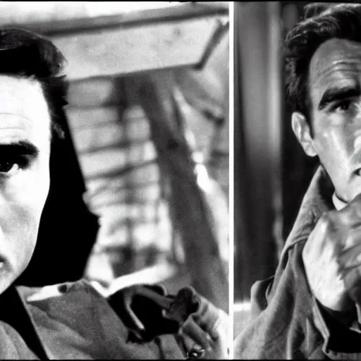 Image similar to still frames from action movie starring montgomery clift movie