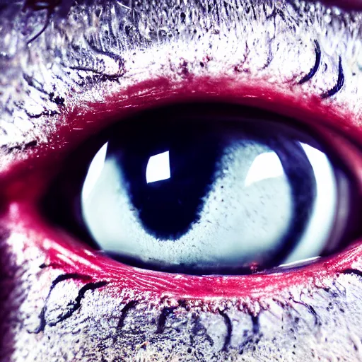 Image similar to eyeballs with sharp teeth, detailed, 4k resolution, reflections, high quality