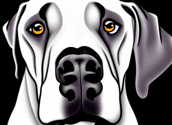 Image similar to great dane, white background, cartoon, high detail