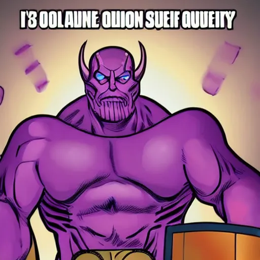 Image similar to Thanos coming out as trans