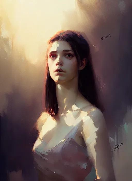 Image similar to a portrait of a pretty young lady by greg rutkowski