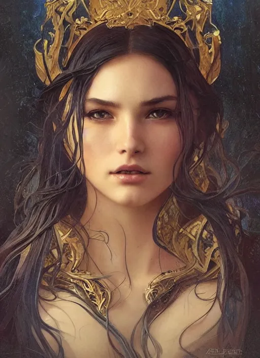 Image similar to portrait of a stunningly beautiful water drop, highly detailed, 3 5 mm photo, artstation, concept art, sharp focus, 2 8 mm macro photo, art by artgerm and greg rutkowski and alphonse mucha, incredibly beautiful and symmetrical, award winning art, royal