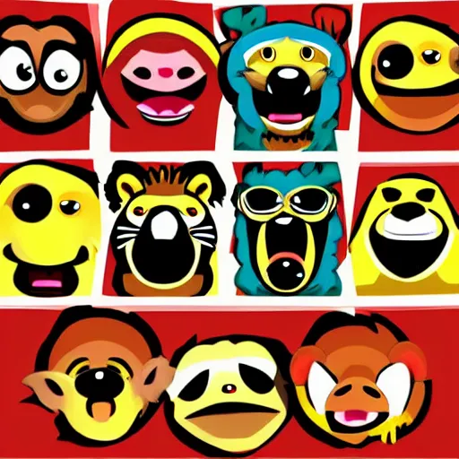 Image similar to funny jungle animals emoji collection