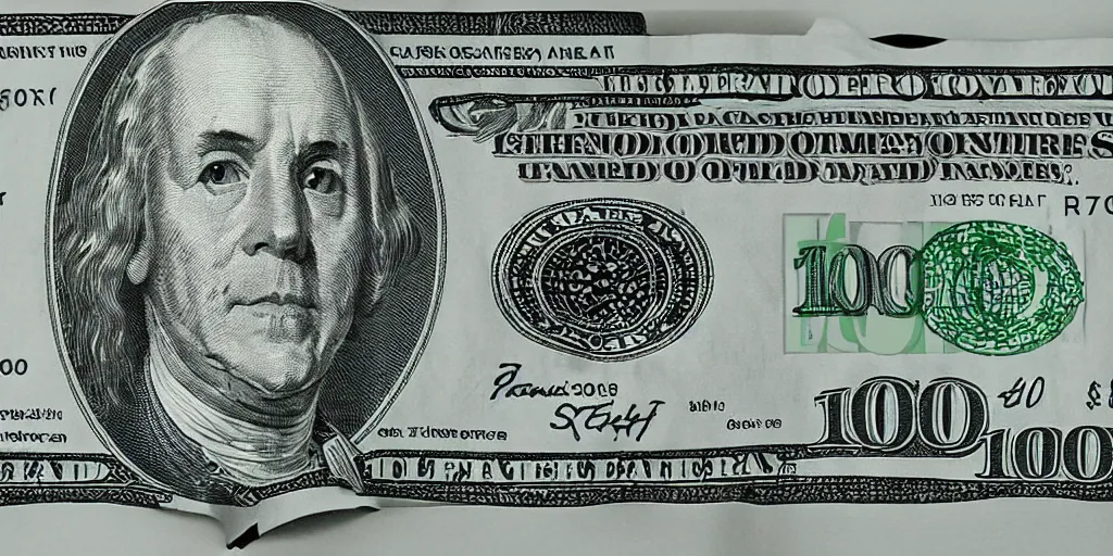 Image similar to photo realistic simplification of a 1 0 0 dollar bill