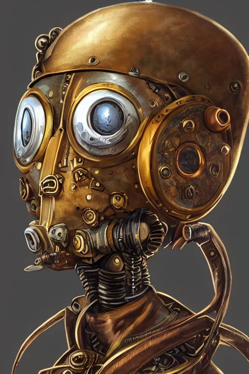 Image similar to steampunk helmet fantasy art mask robot ninja stylized digital illustration sharp focus, elegant intricate digital painting artstation concept art global illumination ray tracing advanced technology chaykin howard and campionpascale and cooke darwyn and davis jack