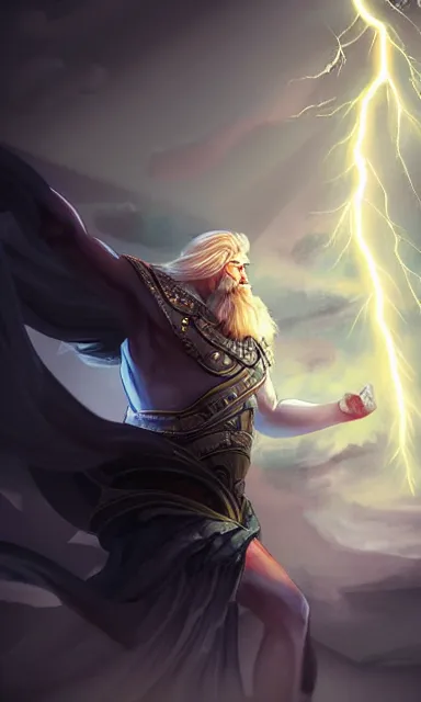 Prompt: epic scene of zeus, lightning, portrait, sharp focus, fantasy, digital art, concept art, dynamic lighting, epic composition, by emylie boivin, rossdraws