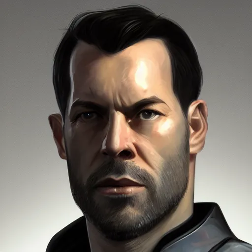 Prompt: a portrait of JC Denton from Deus Ex as James Medlock, trending on artstation