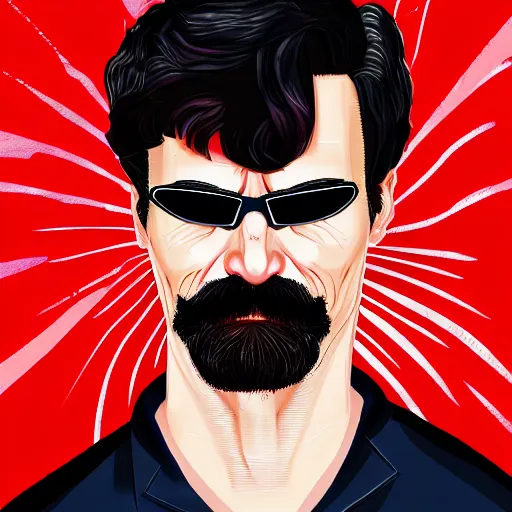 Prompt: An illustration of Dr Disrespect in the style of MeatCanyon, Face Portrait, hyper detailed, deviantart,