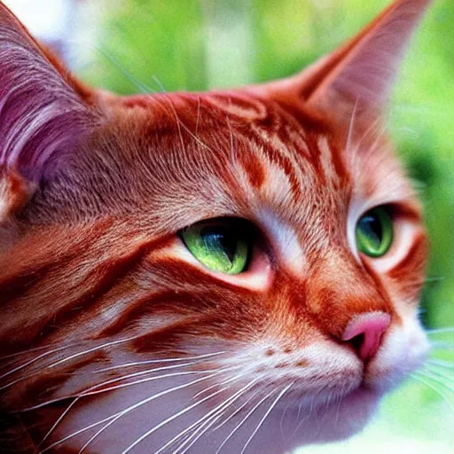 Prompt: red tabby cat with pink nose realistic