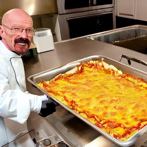 Prompt: walter white cooking lasagna