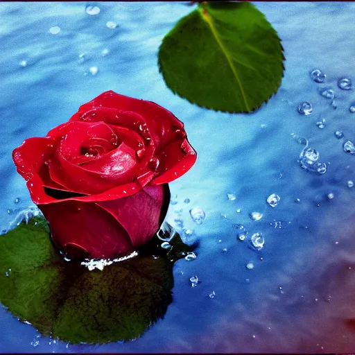 Image similar to rose made of water, rose, water, water rose, realistic