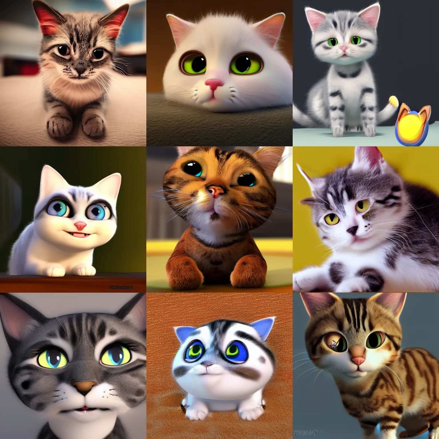 Prompt: very cute cat, pixar character, 4k