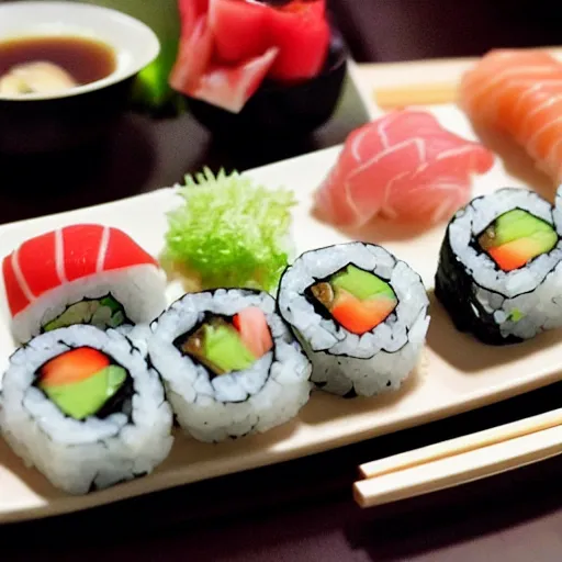 Image similar to an ultra realistic photo of japanese sushi with soy sauce, ultra detailed, super realistic, 8 k