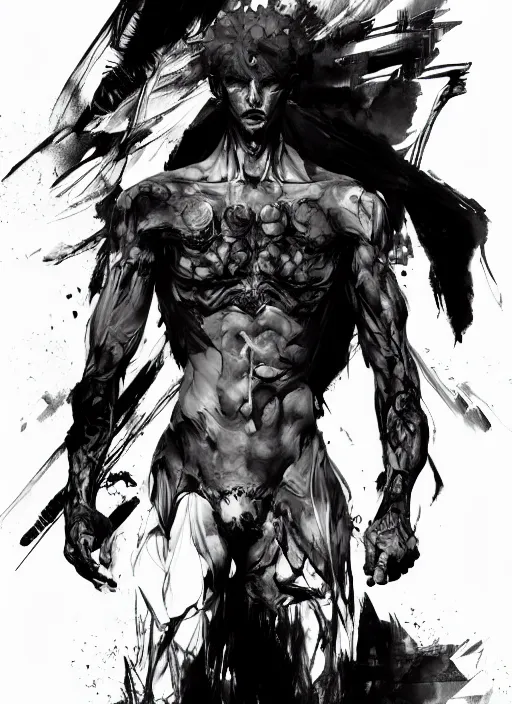 Image similar to A full body portrait of a spirit with many eyes. In style of Yoji Shinkawa and Hyung-tae Kim, trending on ArtStation, dark fantasy, great composition, concept art, highly detailed.