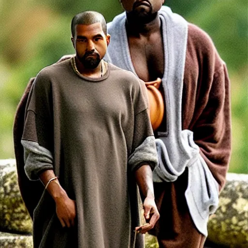 Image similar to kanye west on a quest in lord of the rings