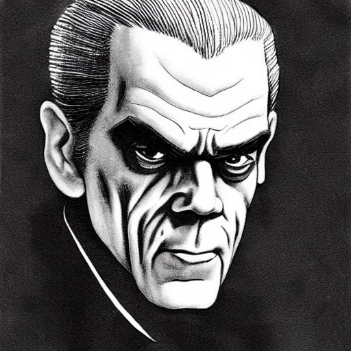 Image similar to Portrait illustration of Boris Karloff by Akira Toriyama