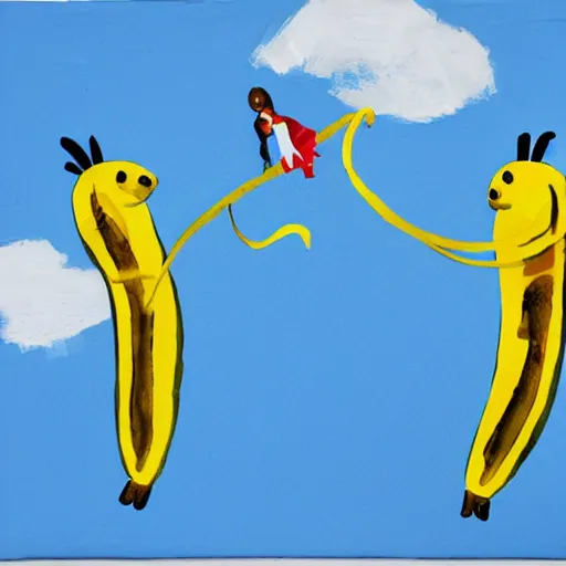 Prompt: banana horse jousting