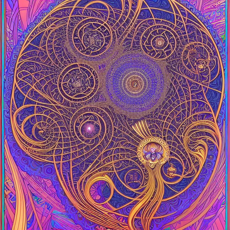 Prompt: psychedelic sacred geometry, intricate, sophisticated, ultra realistic, incredibly detailed, diagram, illustration, fractal, trending on artstation by markus kosel and alphonse mucha - n 9