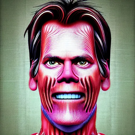 Prompt: ultra detailed kevin bacon shaped exactly like bacon in a hamburger rendered by octane digital painting inspired by arcimboldo