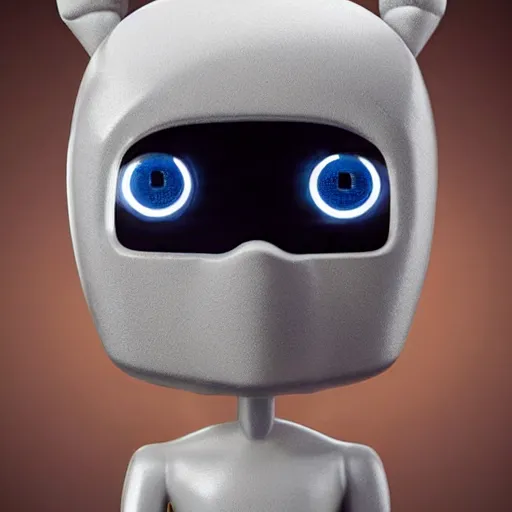 Image similar to a highly detailed vinyl figure with lighting bolts coming out of its eyes it is pointing to the right, square nose, electric eyes, sparking eyes, realistic lighting, realistic reflections