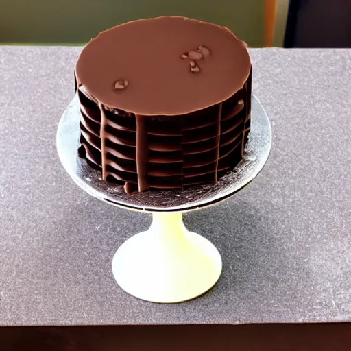 Prompt: multi level chocolate cake in the shape of a computer, very tasty