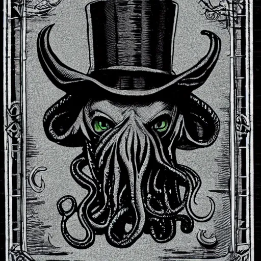 Image similar to cthulhu wearing a top hat