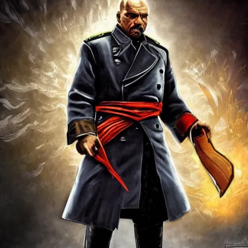 Prompt: lenin in mortal kombat mk 1 1 video game splash screen concept art very very detailed