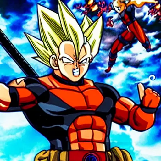 Prompt: Deadpool in dragon ball Z very detailed 4K quality