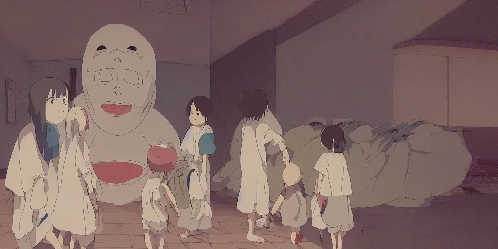 Prompt: Film still from Spirited Away (2001), evening, Studio Ghibli, Artstation