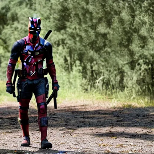 Image similar to Deadpool in The Walking Dead 4K quality super realistic