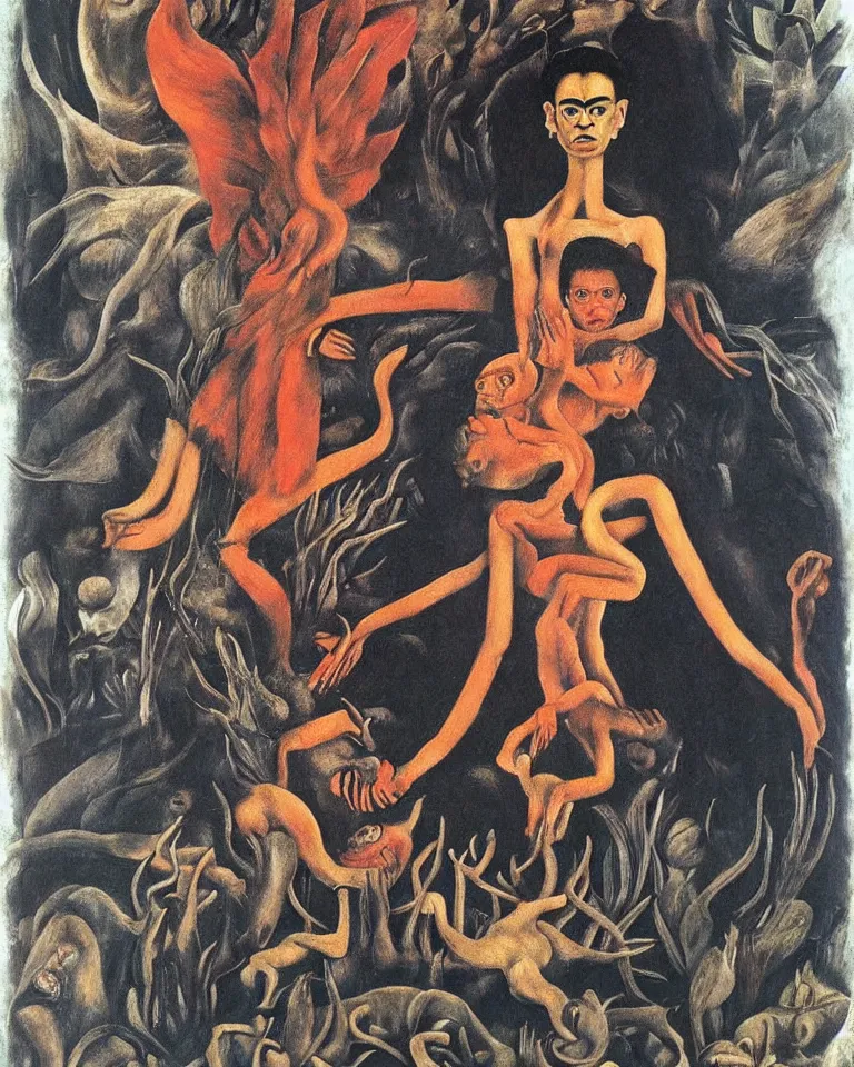 Image similar to virulent female spirit, apparition, by frida kahlo, masterful artwork