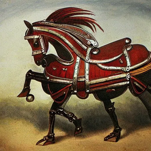 Image similar to a mechanical horse, art