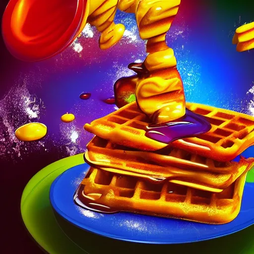 Prompt: abstract surreal melted waffles for breakfast