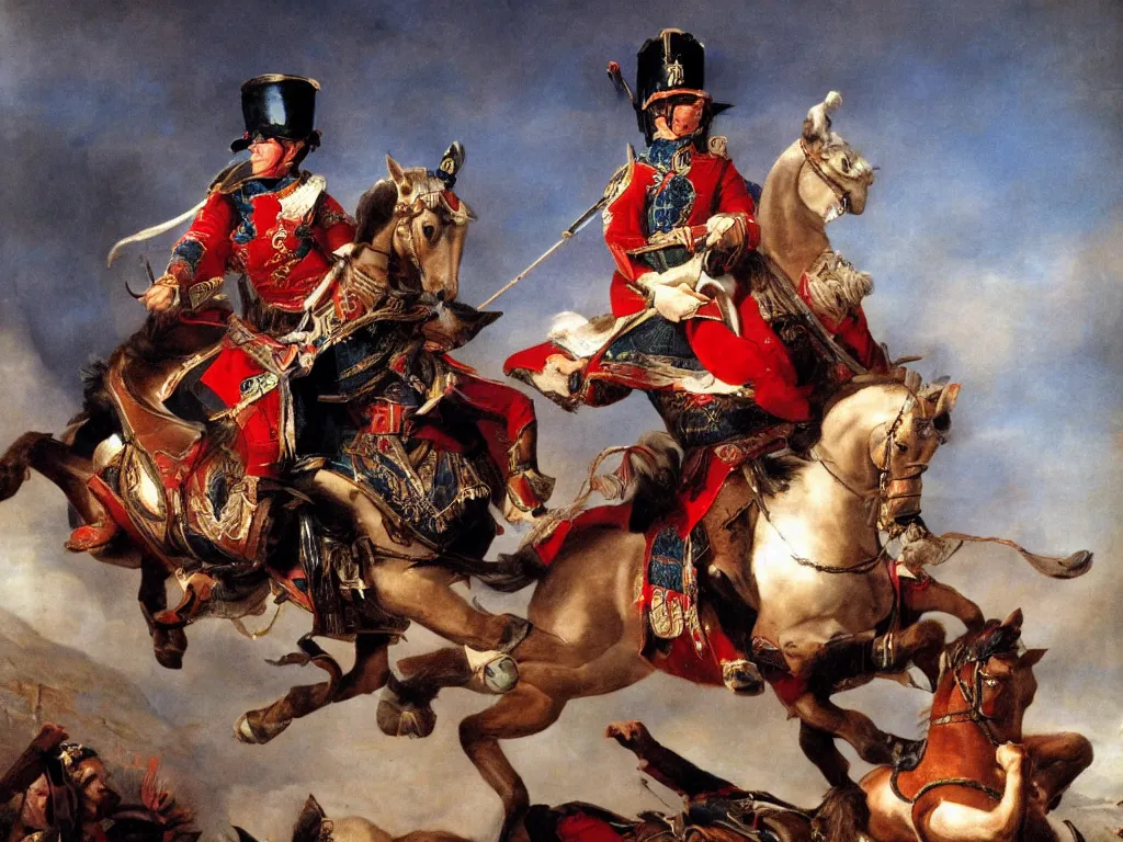 Image similar to napoleon riding Genghis Khan like a horse photography