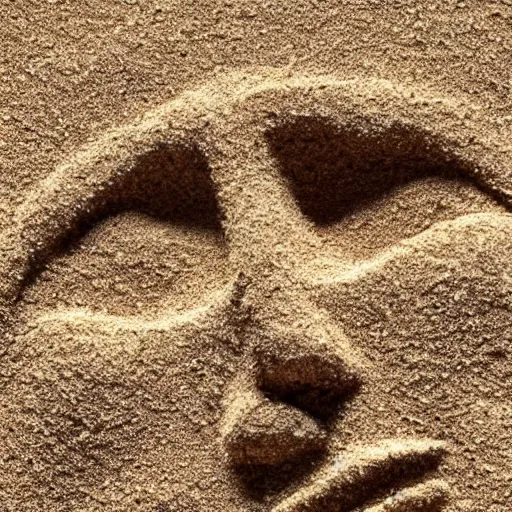 Image similar to a face made from falling grains of sand