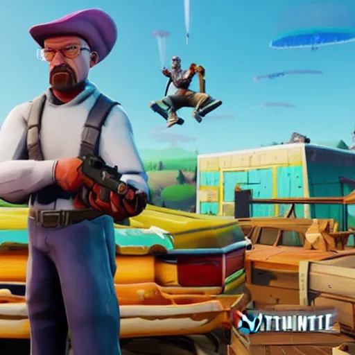 Prompt: walter white in fortnite