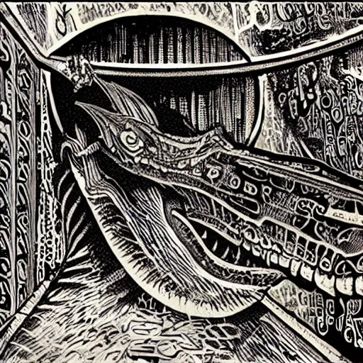 Prompt: david langford's basilisk, graffiti stencil, inducing neural catastrophe