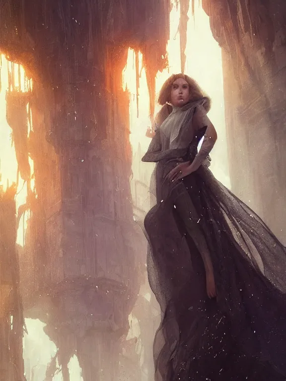 Image similar to A fancy portrait of a young Supreme witch in crowes wastland ruins,by Albert Lynch,Cynthia Sheppard,Mead Schaeffer,James Paick,Greg Rutkowski,Stephan Martiniere,trending on pinterest,Blade Runner 2049,luxury,mythological,ultra realistic,high detail,golden ratio,cinematic lighting,maximalist