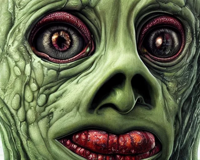 Image similar to Haunting horrifying hyperrealistic detailed painting of a tall slim spider extraterrestrial creature made of concrete stone brick, gelatinous green goop, heavy metal, disgusting, creepy, unsettling, and bloodshot eyeballs, hyper detailed, trending on Artstation