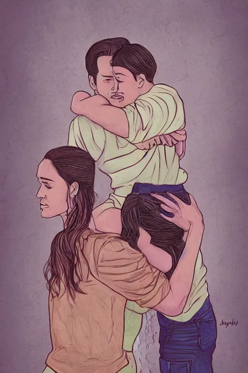 Prompt: never leave my brother again, art by jacqueline e, color by yulia losilzon