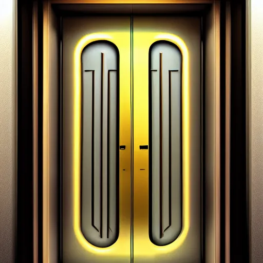 Image similar to photograph hyperrealistic art - deco sci - fi door