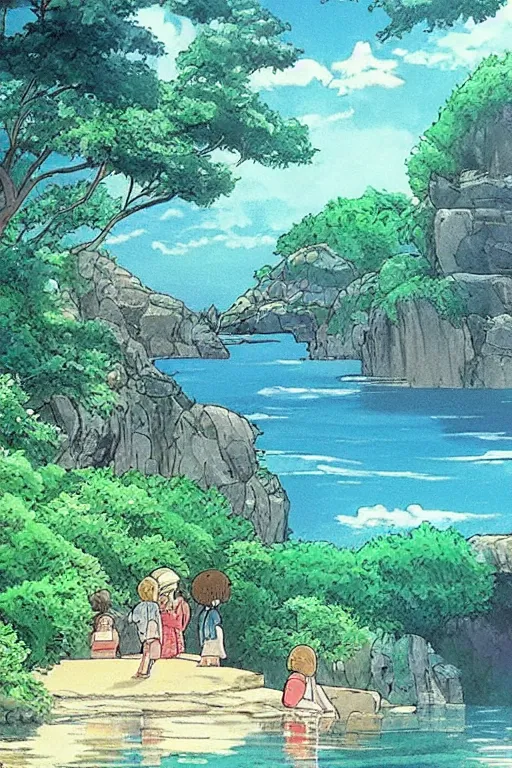 Image similar to beautiful water, lake, studio ghibli still,