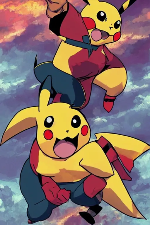 Image similar to Breathtaking comic book style of Pikachu and Dwayne Johnson fusion, high quality, 8k, very detailed